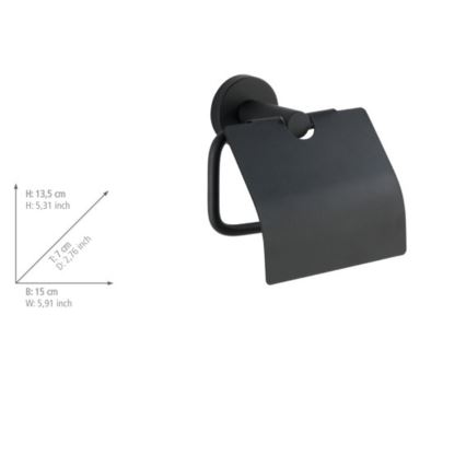 WENKO 24241100-Tualettpaberihoidja BOSIO BLACK 15x13,5 cm roostevaba teras/hõbedane
