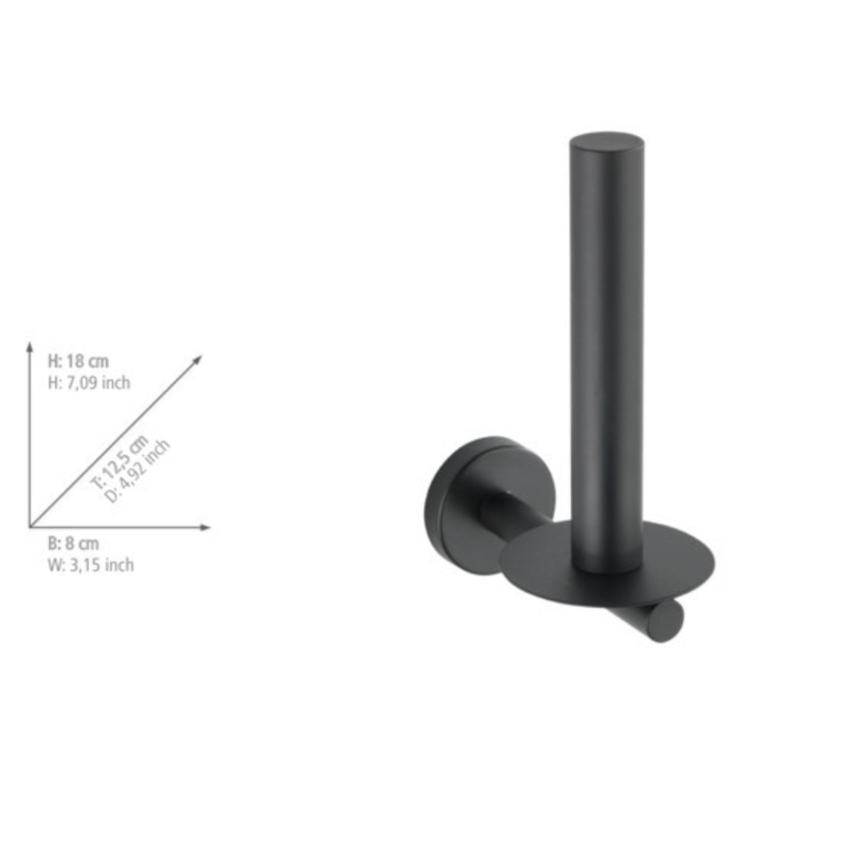 WENKO 24262100 - BOSIO BLACK tualettpaberihoidja, 8x18 cm, roostevaba teras/hõbedane