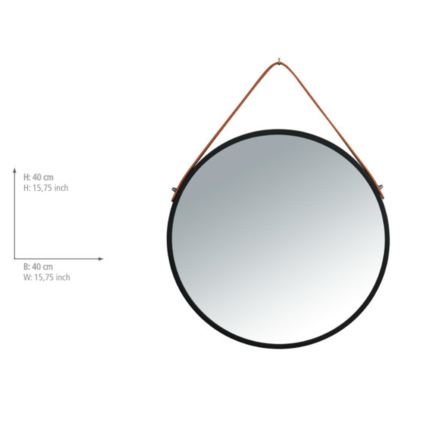 WENKO 24424100 - Peegel BORRONE 40x40 cm must/hõbedane