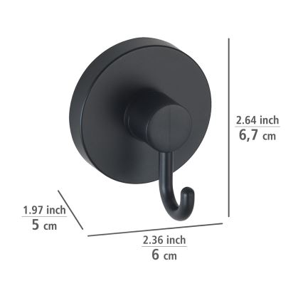 WENKO 24730100 - VACUUM-LOC ümar konks, must, 6x6,7 cm