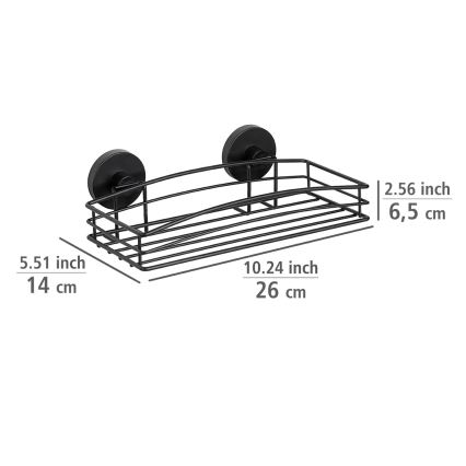 WENKO 24732100 - VACUUM-LOC riiul, ümmargune, must, 26 x 14 cm