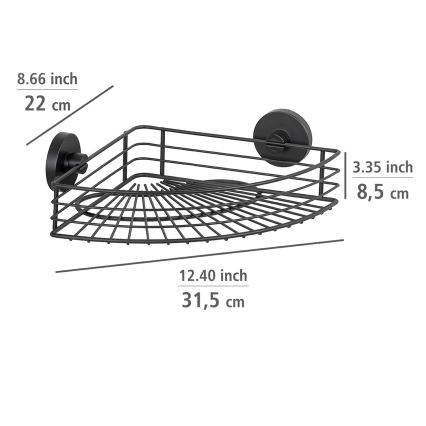 WENKO 24735100 - VACUUM-LOC ümmargune riiul, 35 x 22,5 cm, must