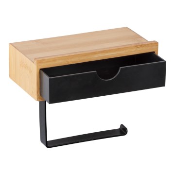 WENKO 24754100 - Tualettpaberihoidik BAMBUSA 18,5x14 cm pruun/must