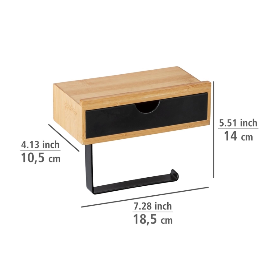 WENKO 24754100 - Tualettpaberihoidik BAMBUSA 18,5x14 cm pruun/must