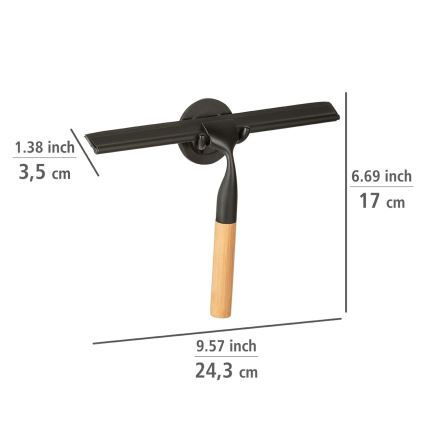 WENKO 24834100 - Bambusest aknapuhasti 24,5x17 cm roostevaba teras/must/pruun