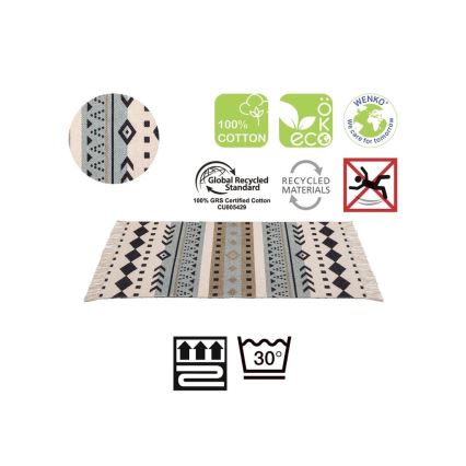 WENKO 25277100-Taaskasutatud puuvillamatt 80x50 cm värvikirev