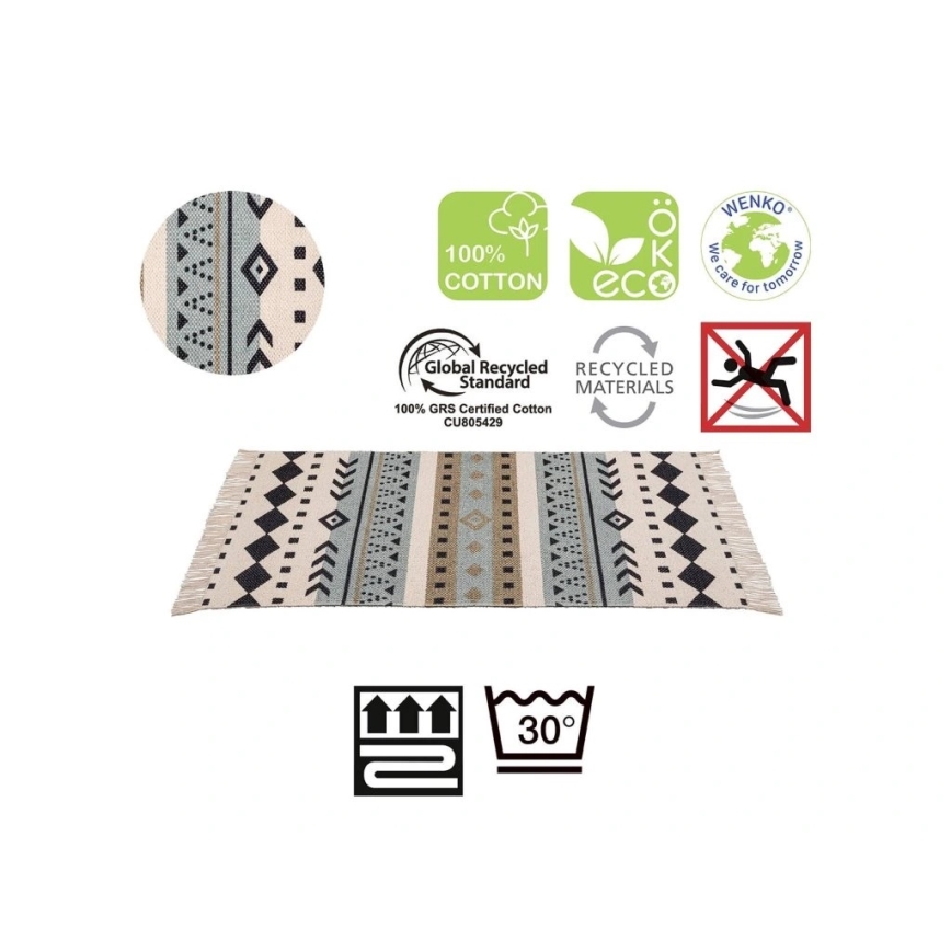 WENKO 25277100-Taaskasutatud puuvillamatt 80x50 cm värvikirev