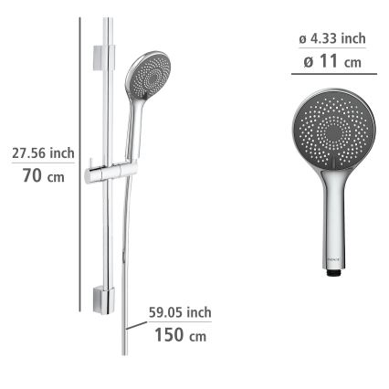 WENKO 25452100 - Dušikomplekt WATERSAVING SYSTEM 70 cm, hõbedane