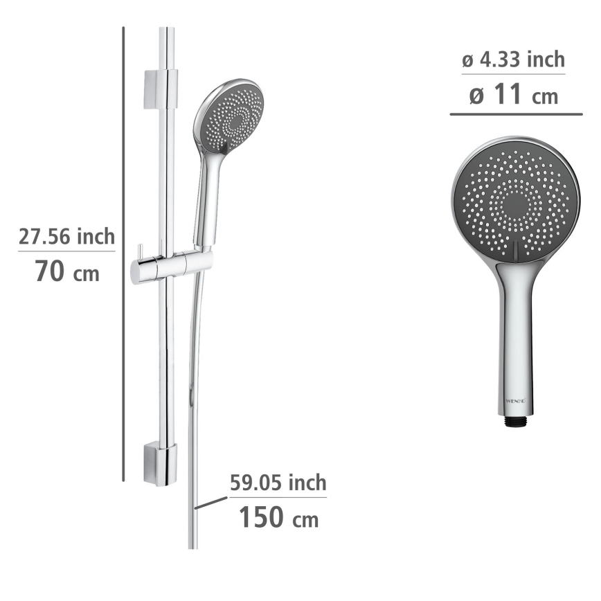 WENKO 25452100 - Dušikomplekt WATERSAVING SYSTEM 70 cm, hõbedane