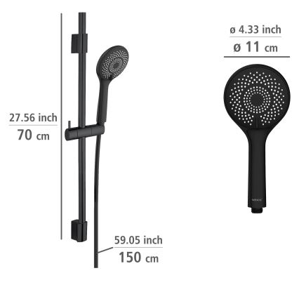WENKO 25453100 - Dušikomplekt Veesäästusüsteem 70 cm must