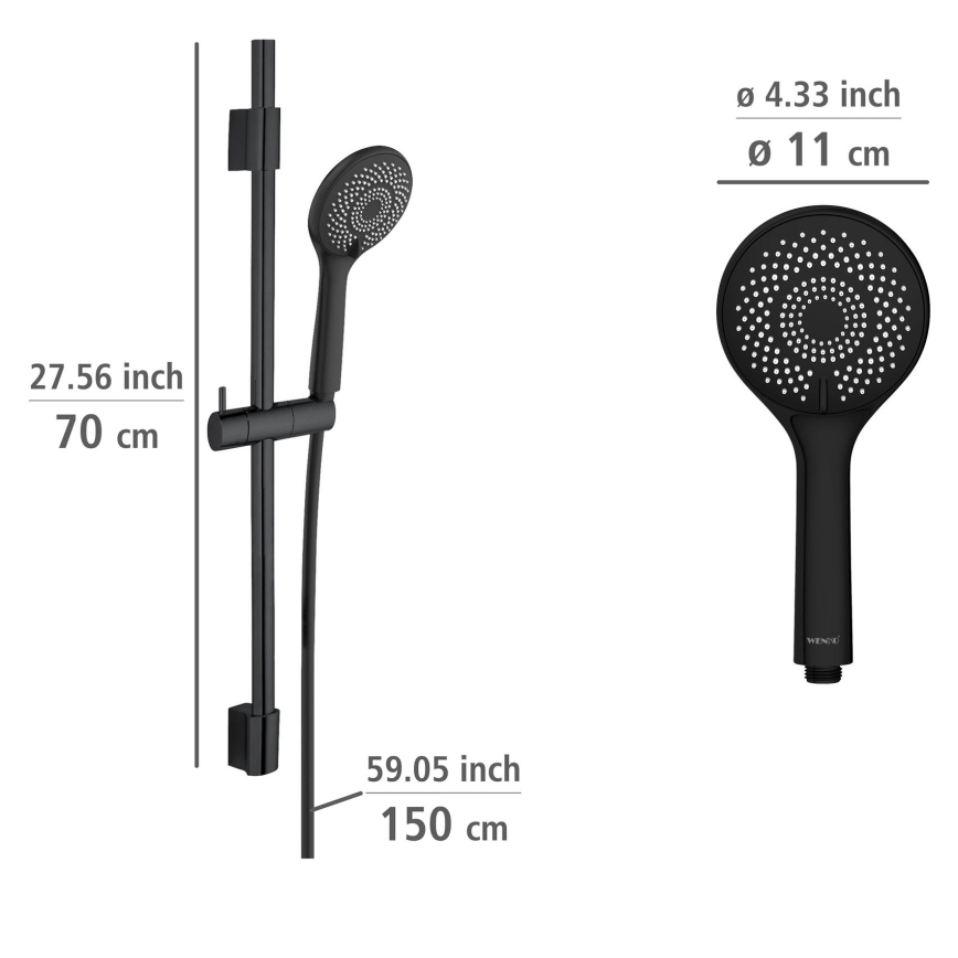WENKO 25453100 - Dušikomplekt Veesäästusüsteem 70 cm must