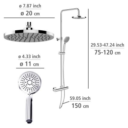 WENKO 25483100 - Veesäästlik dušisüsteem 120 cm, läikiv kroom