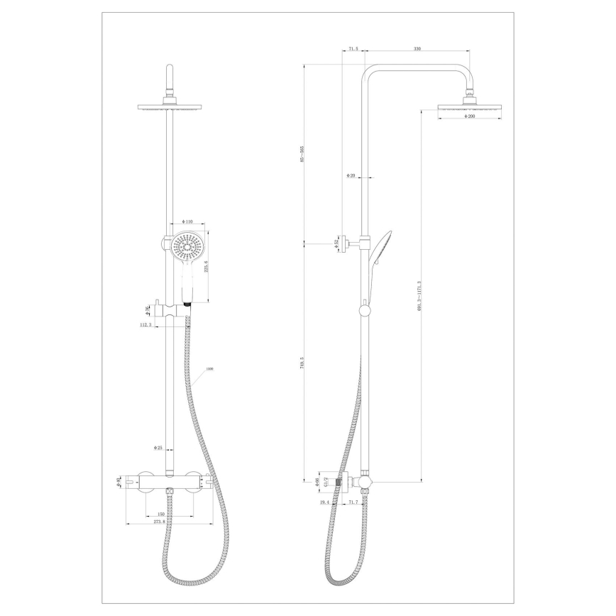 WENKO 25483100 - Veesäästlik dušisüsteem 120 cm, läikiv kroom