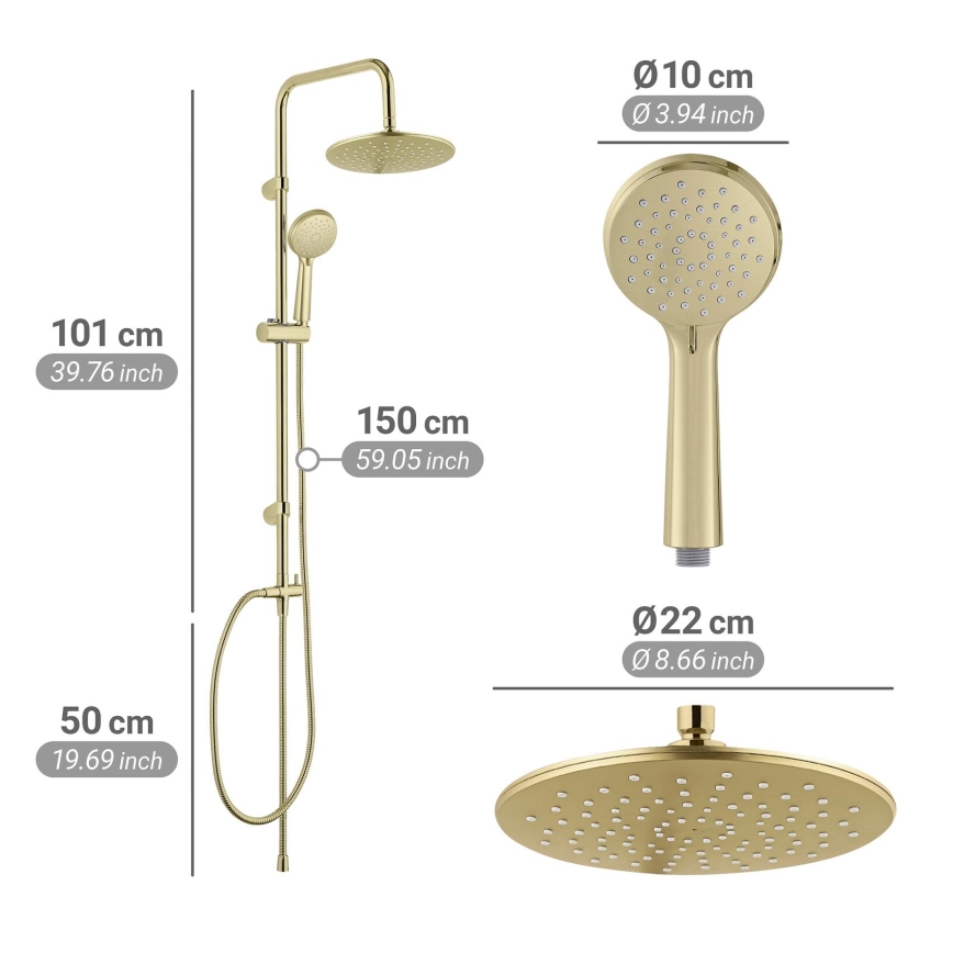 WENKO 26182100 - YOUNG LINE dušisüsteem 101 cm, kuldne