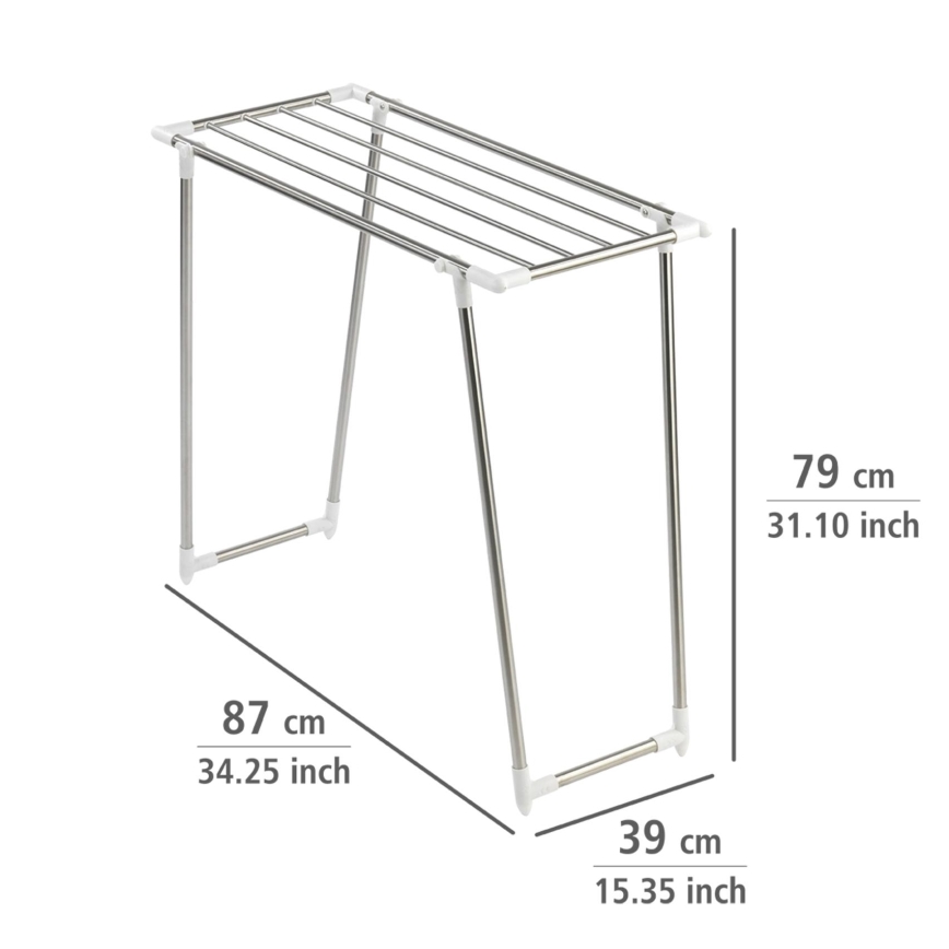 WENKO 3774020100 - PROFI SINGLE riidekuivati 87x79 cm roostevaba teras/hõbedane/valge