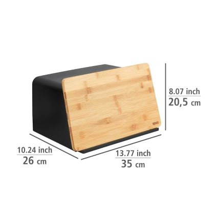 WENKO 54098100 - Leivakast KUBO 35x26,5 cm must/pruun