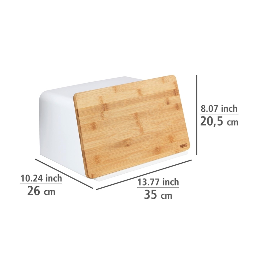 WENKO 54099100 - Leivakast KUBO 35x26,5 cm valge/pruun