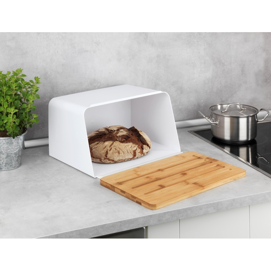 WENKO 54099100 - Leivakast KUBO 35x26,5 cm valge/pruun