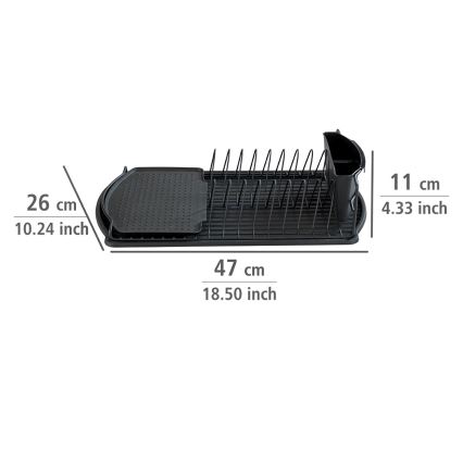 WENKO 54767100 - Nõudekuivati BASIC 47,5x26,5 cm must