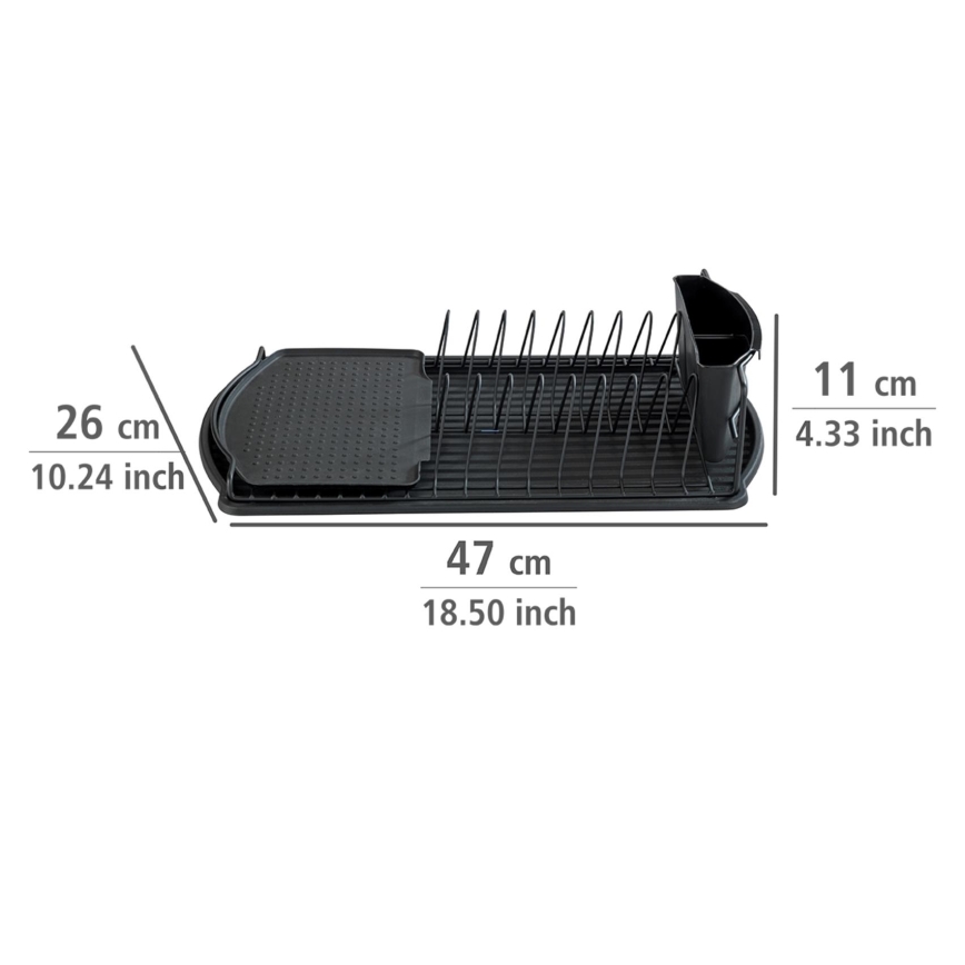 WENKO 54767100 - Nõudekuivati BASIC 47,5x26,5 cm must