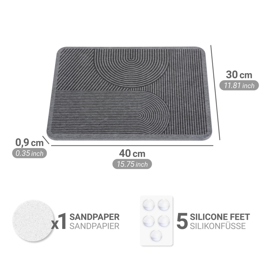 WENKO 54955100 - Kuivatusmatt DAMON 40x30 cm diatomiit/hall
