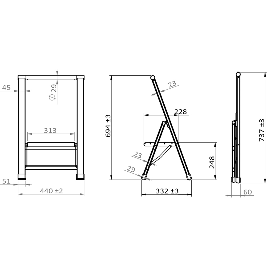 WENKO 601011100 - ALU-DESIGN astmetega alumiiniumredel 44x101 cm hõbedane/must