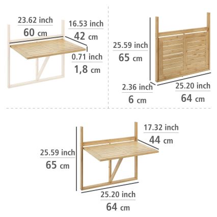 WENKO 69806800 - Laud WAIKIKI 64x65 cm valge/pruun