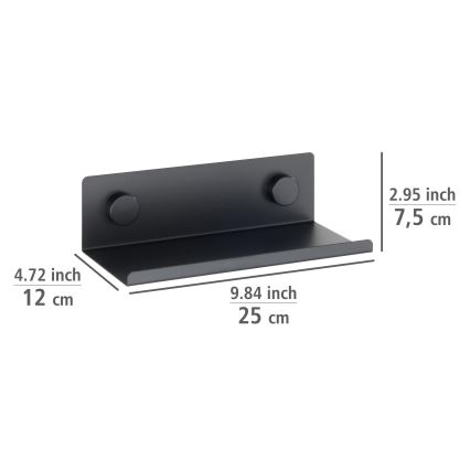 WENKO 71147800 - Riiul JET 25x7,5 cm must