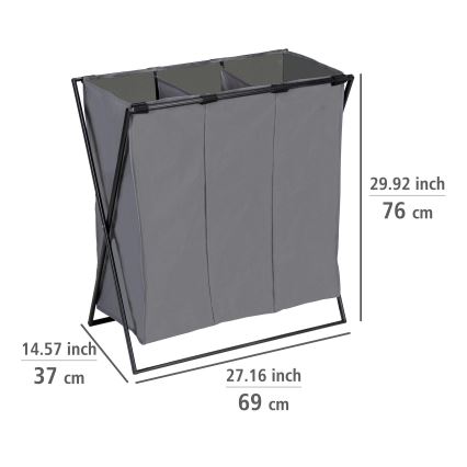WENKO 71297800 - Pesukorv TRIO 69x76 cm hall/must