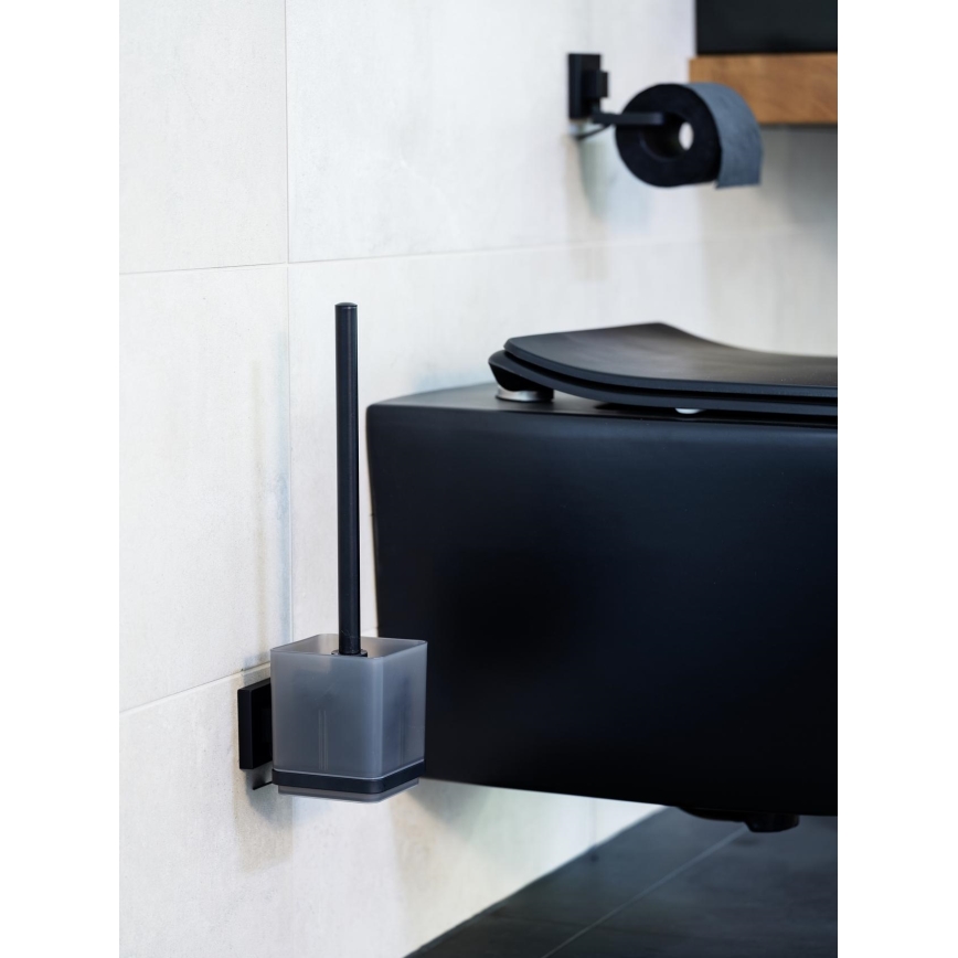 WENKO 71450800 - WC-komplekt VACUUM-LOC QUADRO ED 9,5x37 cm must