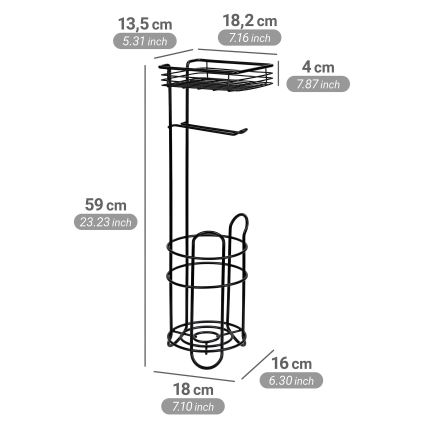 WENKO 71451800 - Tualettpaberihoidik 16x59 cm must