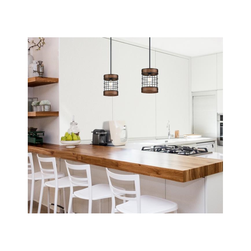 Westinghouse 61179 - Rippvalgusti kaabliga LANGSTON 1xE27/60W/230V läbimõõt 19 cm barnwood