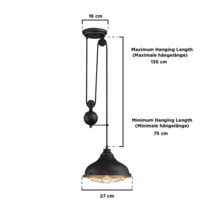 Westinghouse 61249 - Lühter CHAVES 1xE27/60W/230V
