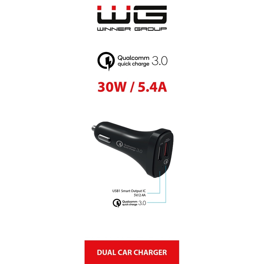 Winner Group - Autolaadija 2xUSB-A Power Delivery 30W must