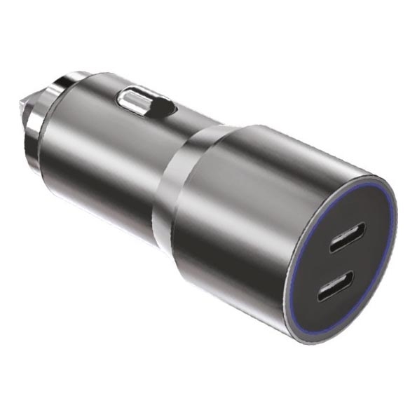 Winner Group - Autolaadija 2xUSB-C Power Delivery 60W hõbedane