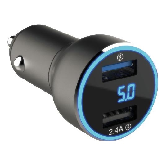 Winner Group - Autolaadija koos ekraan 2xUSB-A Power Delivery 30W must