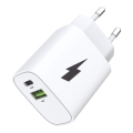 Winner Group - Kiirlaadimisadapter 1xUSB-C + 1xUSB-A Power Delivery 20W valge