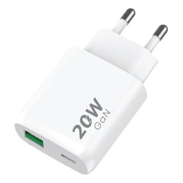 Winner Group - Kiirlaadmisadapter 1xUSB-C + 1xUSB-A Power Delivery 20W valge