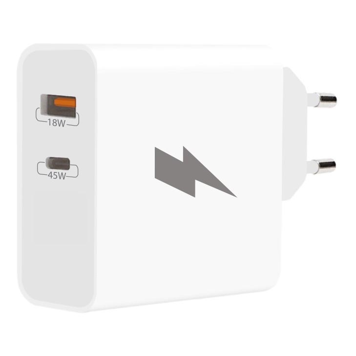 Winner Group - Kiirlaadmisadapter 1xUSB-C + 1xUSB-A Power Delivery 45W valge