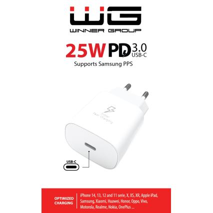 Winner Group - Kiirlaadmisadapter 1xUSB-C Power Delivery 25W valge