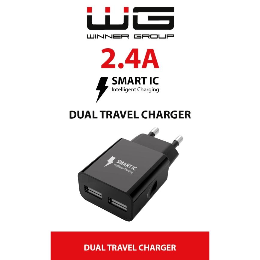 Winner Group - Laadimisadapter 2xUSB-A 12W must
