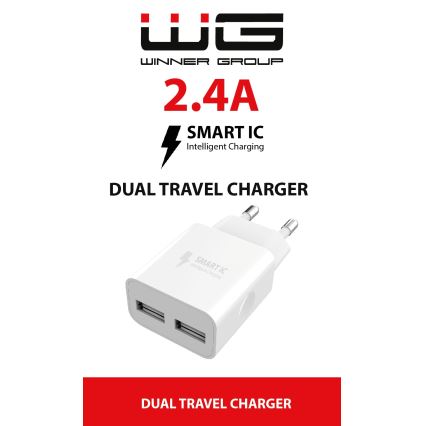 Winner Group - Laadimisadapter 2xUSB-A 12W valge