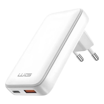 Winner Group - Laadimisadapter GaN 1xUSB-A + 1xUSB-C 30W valge