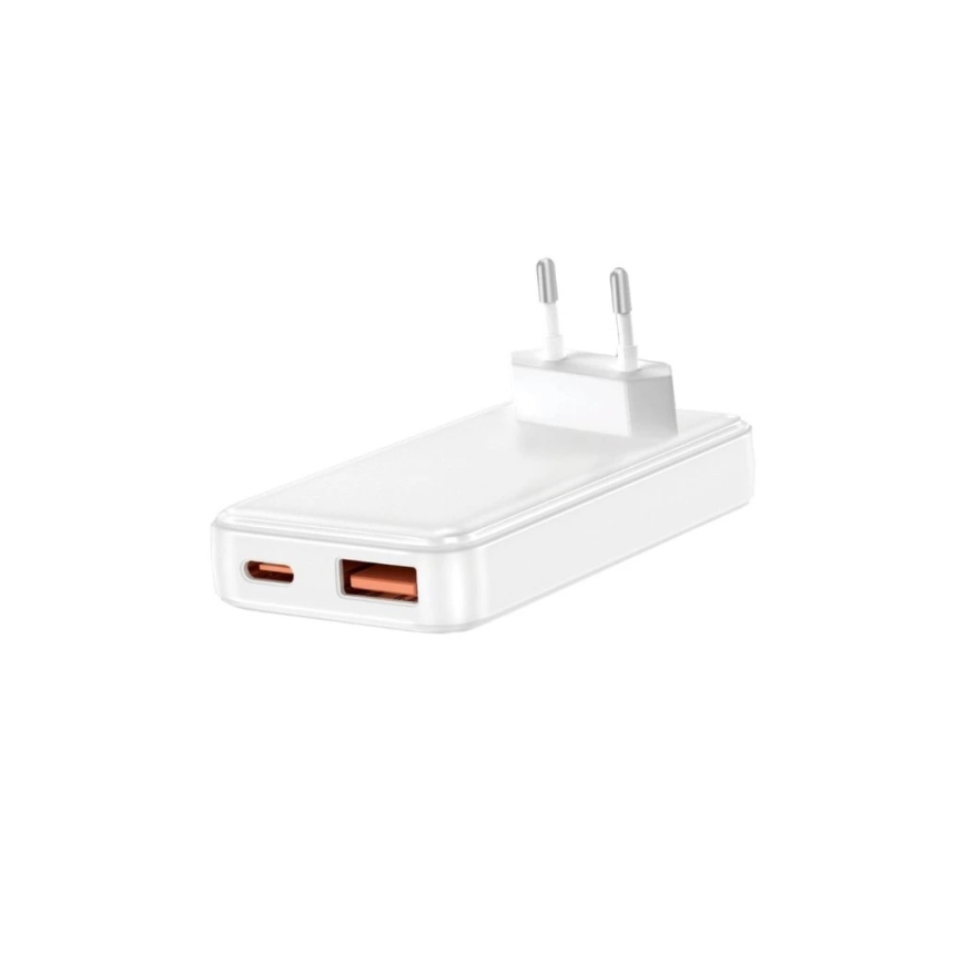 Winner Group - Laadimisadapter GaN 1xUSB-A + 1xUSB-C 30W valge