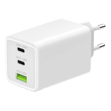 Winner Group - Laadimisadapter GaN 1xUSB-A + 2xUSB-C 100W valge