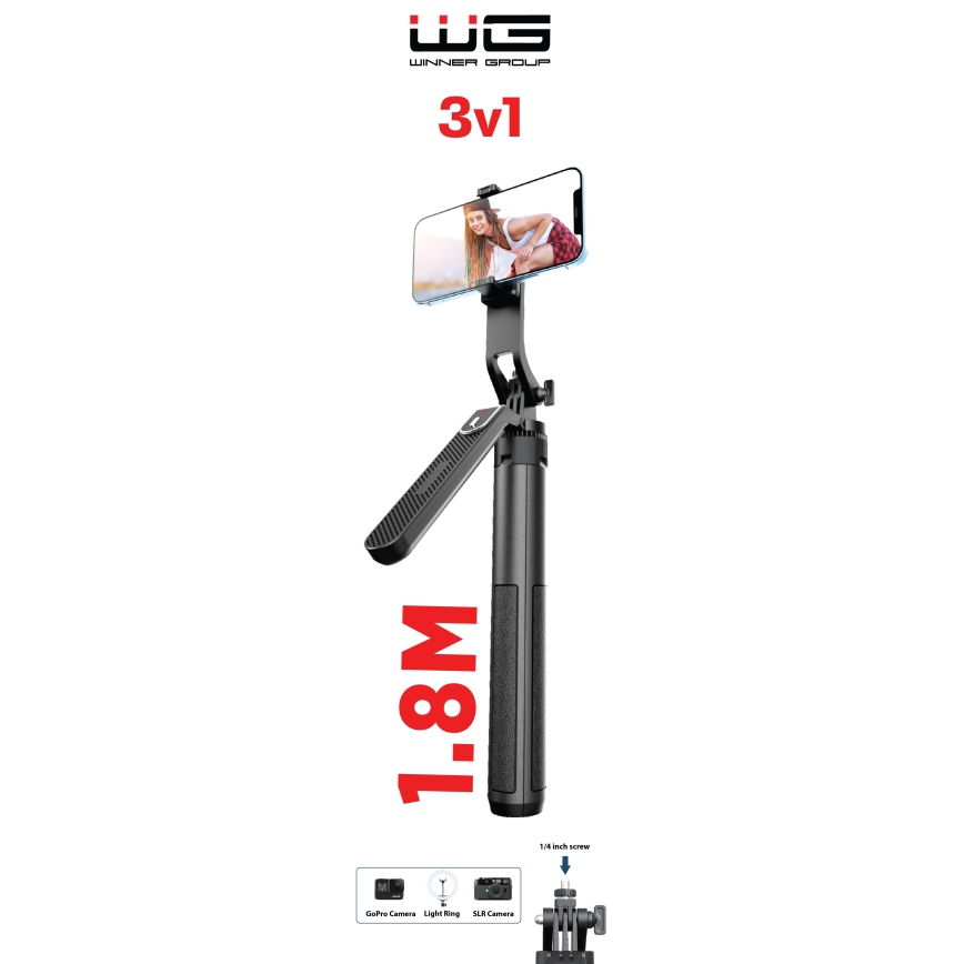 Winner Group - Selfipulk 3-ühes alusega 55 mAh 180 cm must