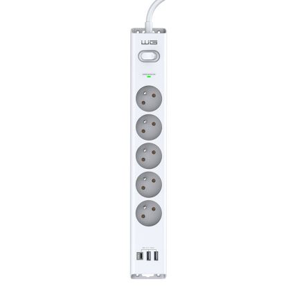 Winner Group - Ülepingekaitse 5Z + 2xUSB-A + 1xUSB-C valge
