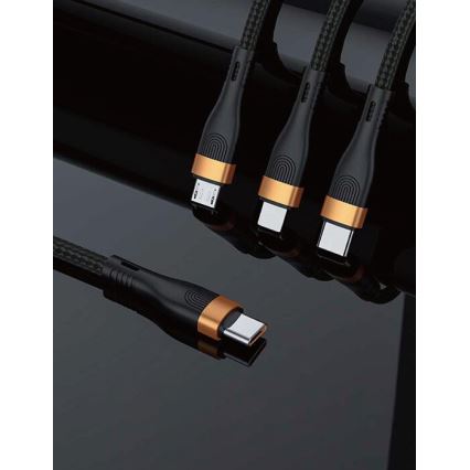 Winner Group -USB kaabel 3-ühes USB-C / Lightning, USB-C ja Micro USB 100W 1,5m must