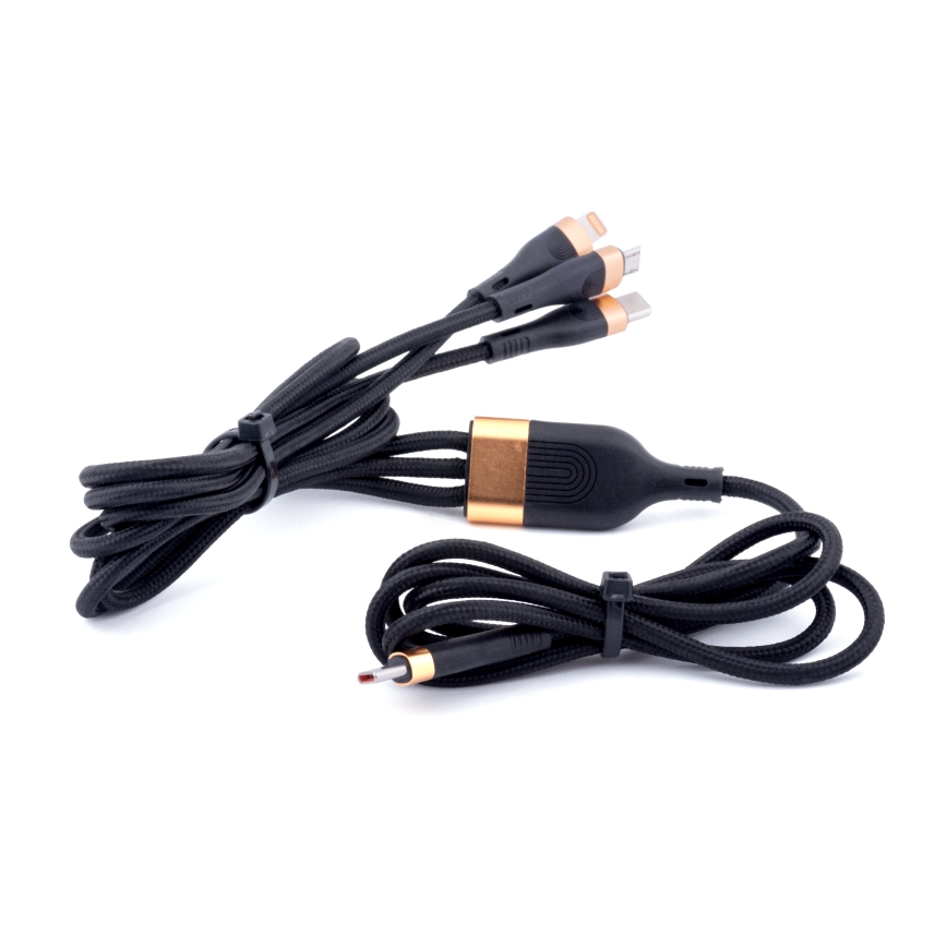 Winner Group -USB kaabel 3-ühes USB-C / Lightning, USB-C ja Micro USB 100W 1,5m must