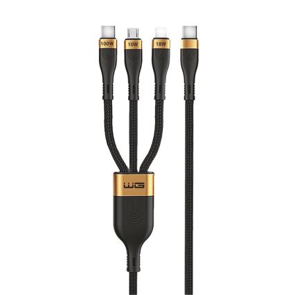 Winner Group -USB kaabel 3-ühes USB-C / Lightning, USB-C ja Micro USB 100W 1,5m must